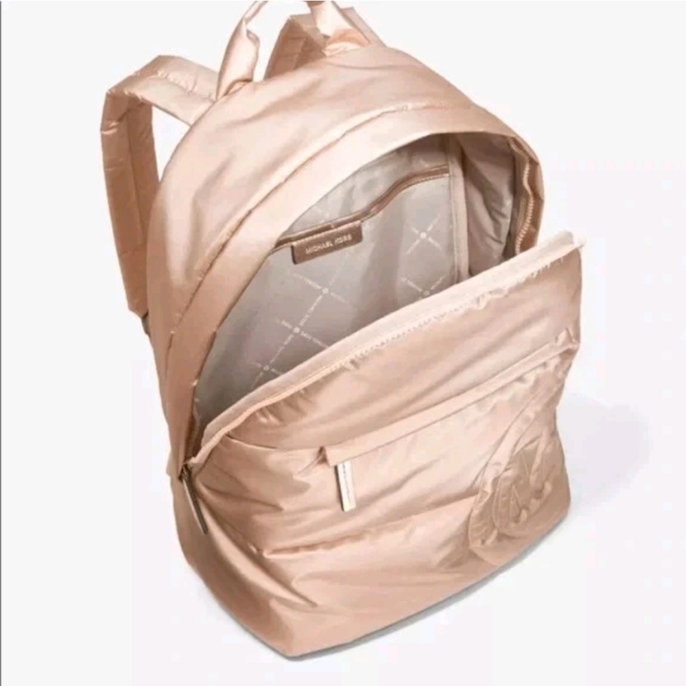 MICHAEL KORS Rae Medium Quilted Rose Gold Metallic Cotton Blend Backpack SEALED - Picture 7 of 9